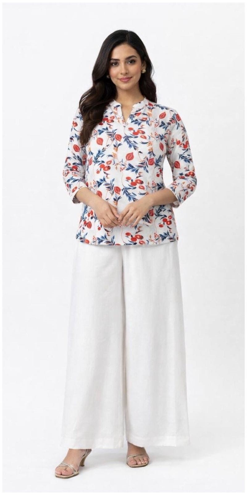Solid Off-White wide-leg palazzo pants.